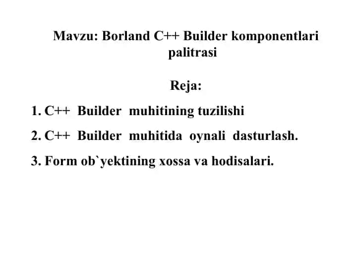 Borland C++ Builder komponentlari palitrasi