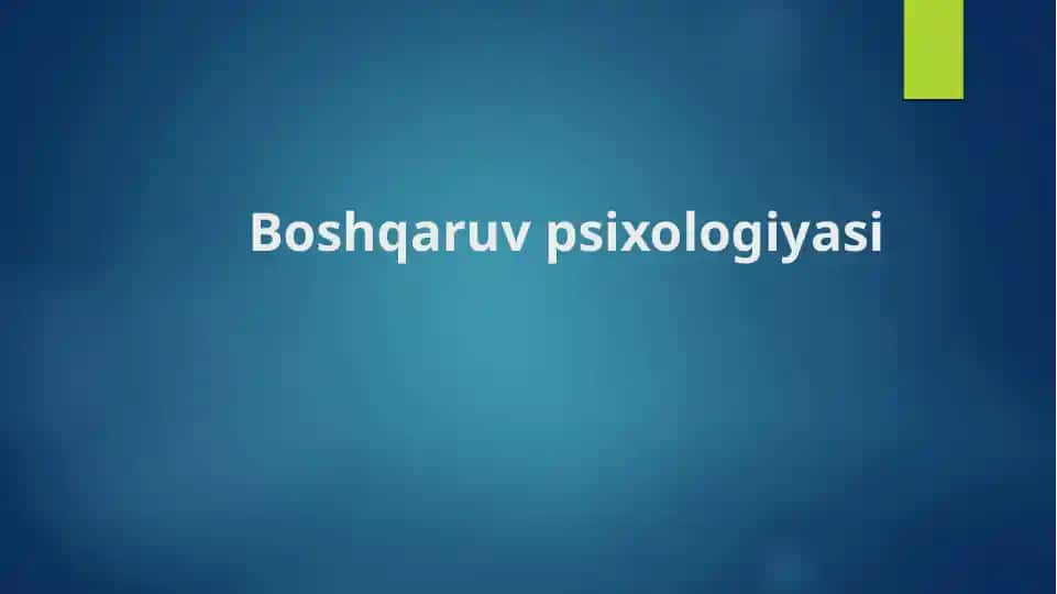 Boshqaruv psixologiyasi
