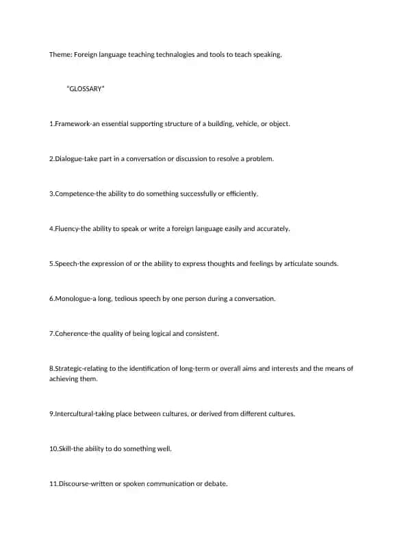 Foreign language teaching technologies and tools to teach speaking