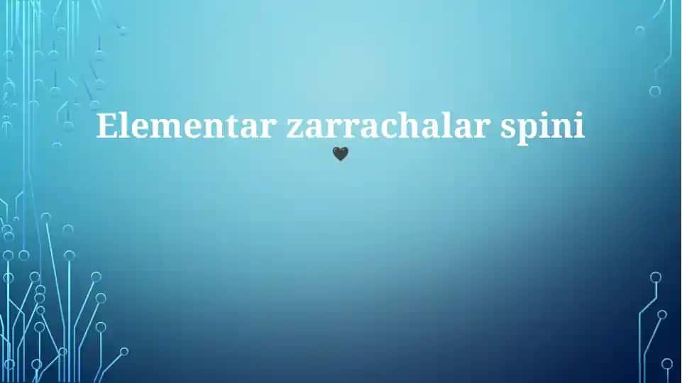 Elementar zarrachalar spinı