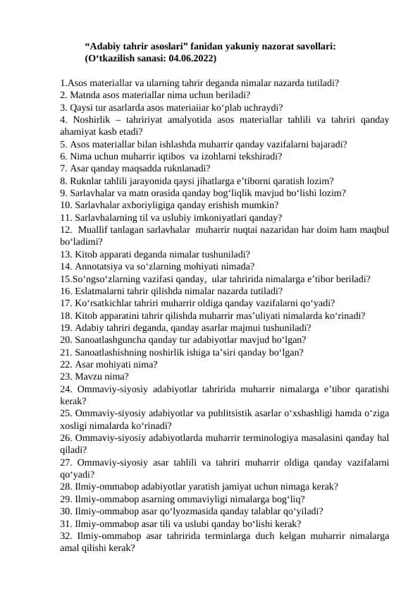 Adabiy tahrir asoslari