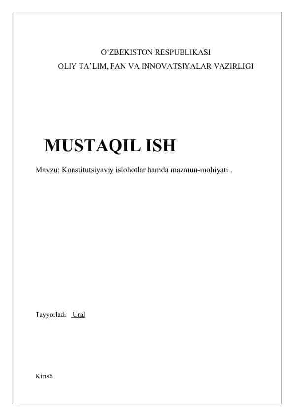 Konstitutsiyaviy islohotlar hamda mazmun-mohiyati