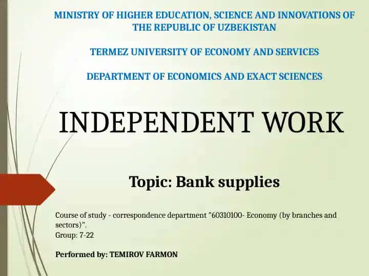 Bank supplies