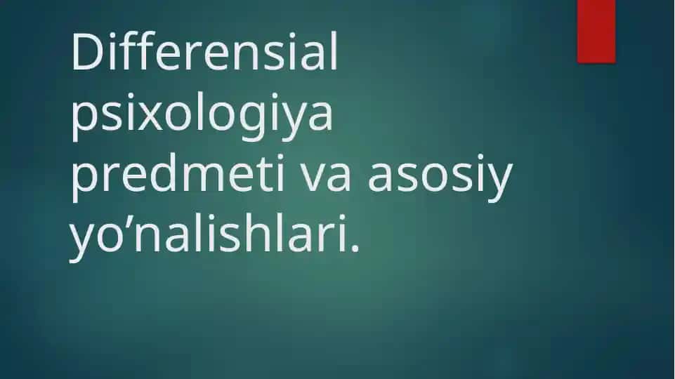 Differensial Psixologiya