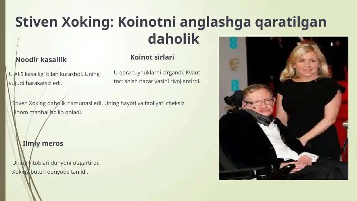 Stiven Xoking: Koinotni anglashga qaratilgan daholik