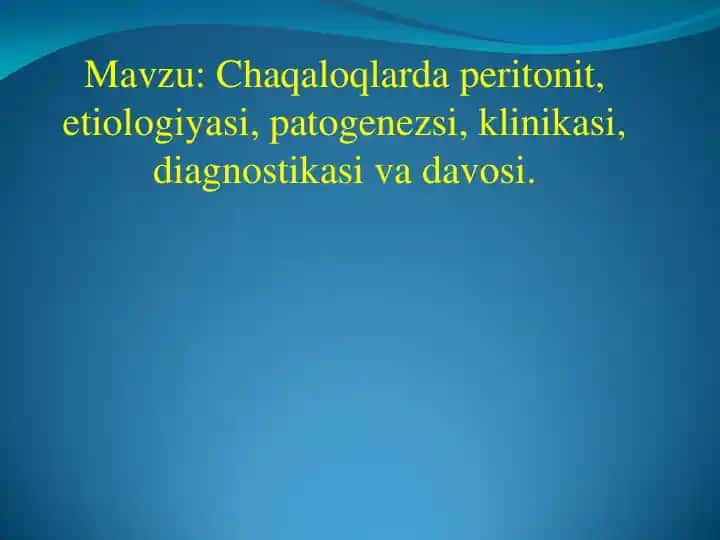 Chaqaloqlarda peritonit