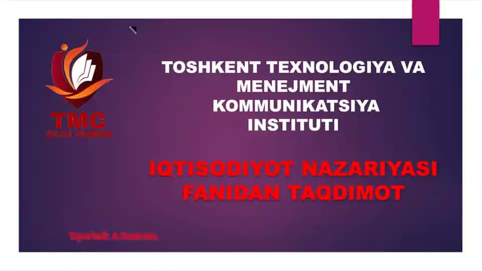 IQTISODIYOT NAZARIYASI