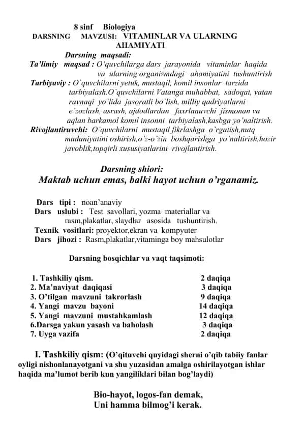 Vitaminlar va Ularning Ahamiyati
