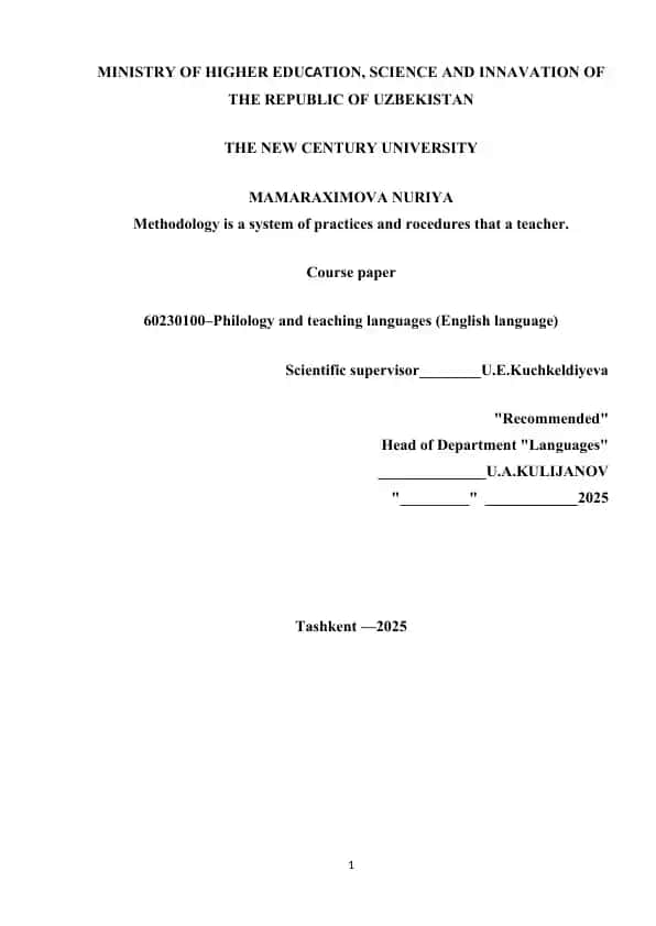 Methodology in Teaching English Language