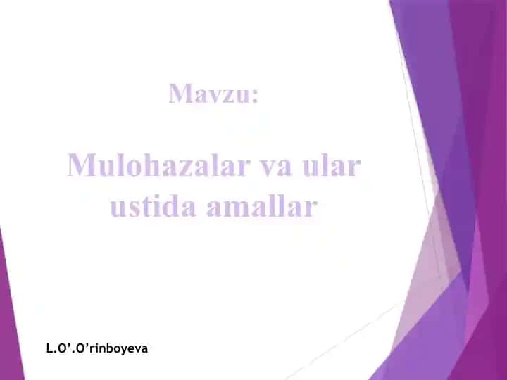 Mulohazalar vaularustida amallar