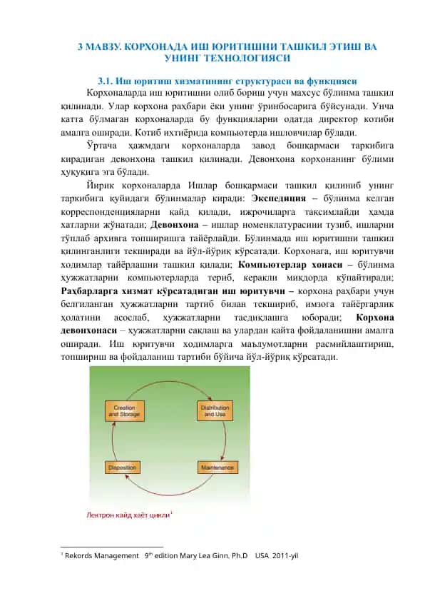Ish yuritishning strukturasi va funksiyasi