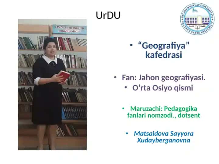 O‘rta Osiyo xududi Yer yuzasining tuzilishi