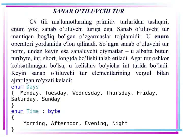 SANAB O’TILUVCHI TUR
