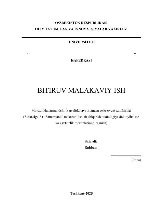 Makaron ishlab chiqarish