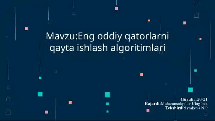 Eng oddiy qatorlarni qayta ishlash algoritimlari