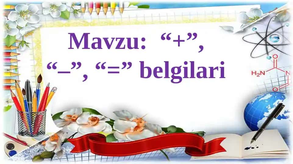 1-sinf Matematika fanidan belgilar dars taqdimoti