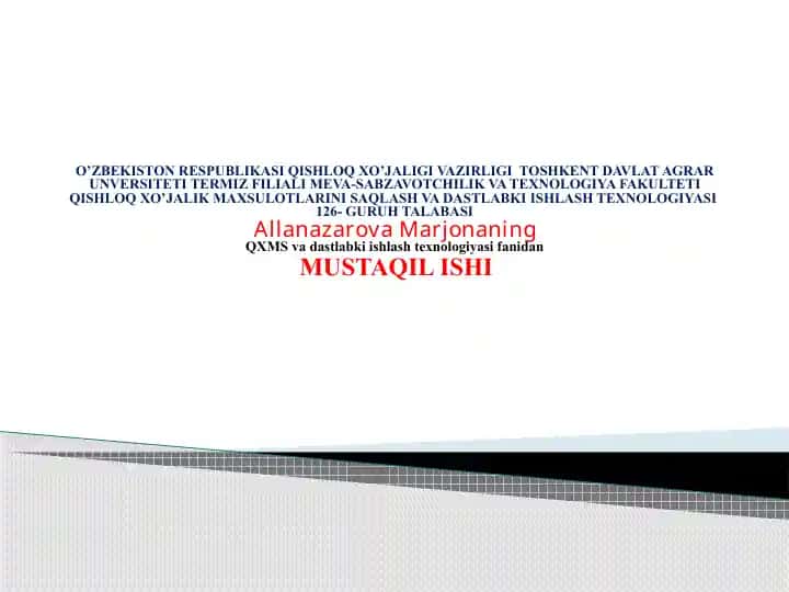 Don mahsulotlarini dastlabki ishlashtexnologiyasi