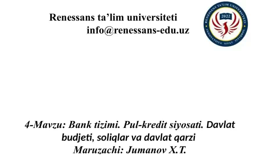 O‘zbekiston Respublikasi Markaziy Bankining Pul-Kredit Siyosati