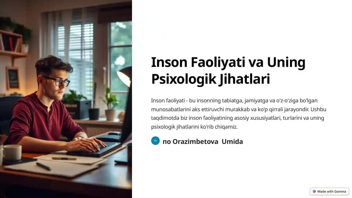 Inson Faoliyati va Uning Psixologik Jihatlari