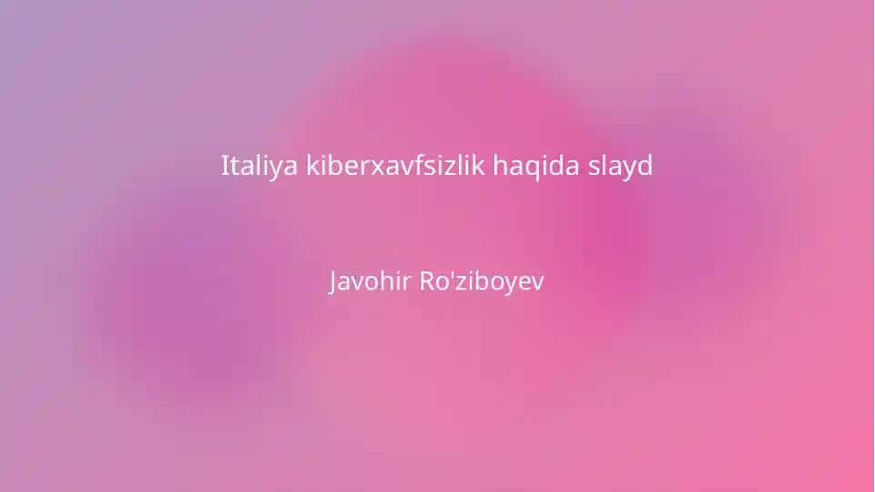 Italiya kiberxavfsizlik haqida slayd