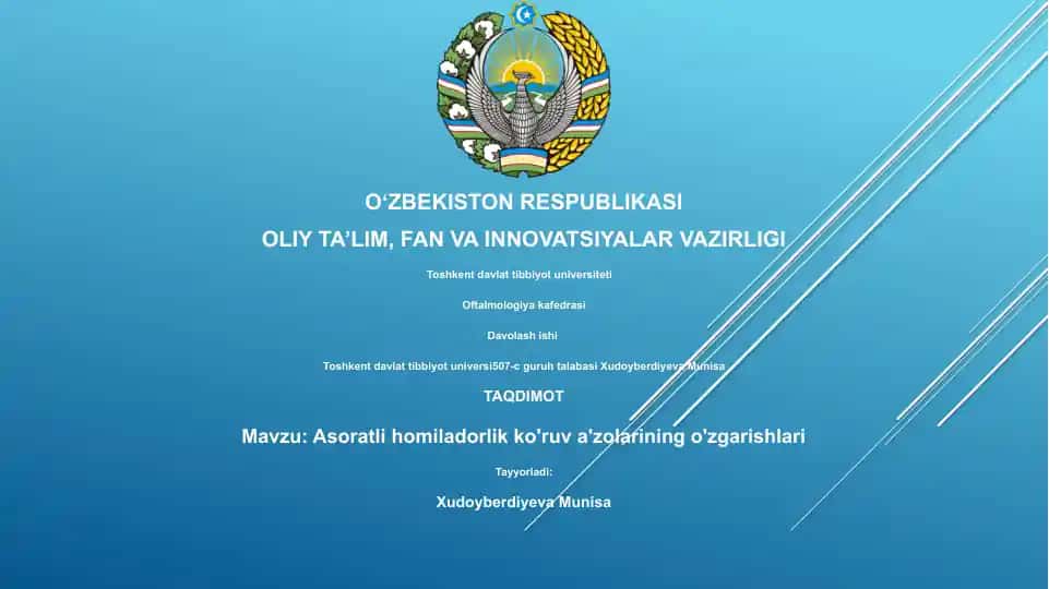Asoratli homiladorlik ko'ruv a'zolarining o'zgarishlari