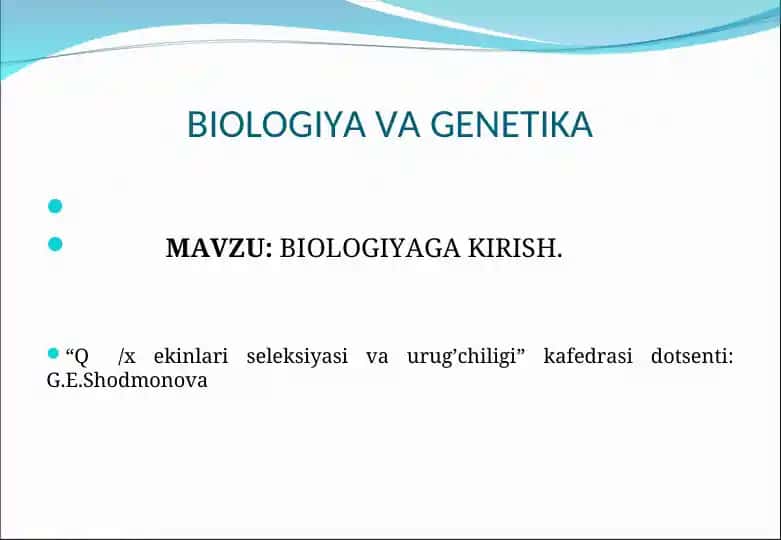 Biologiyaga kirish