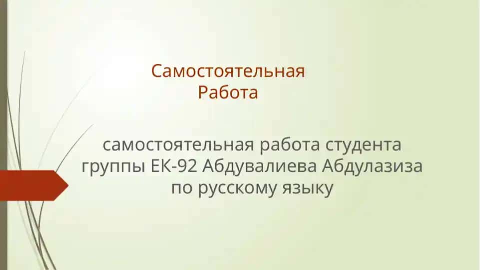 Самостоятельная работа по русскому языку