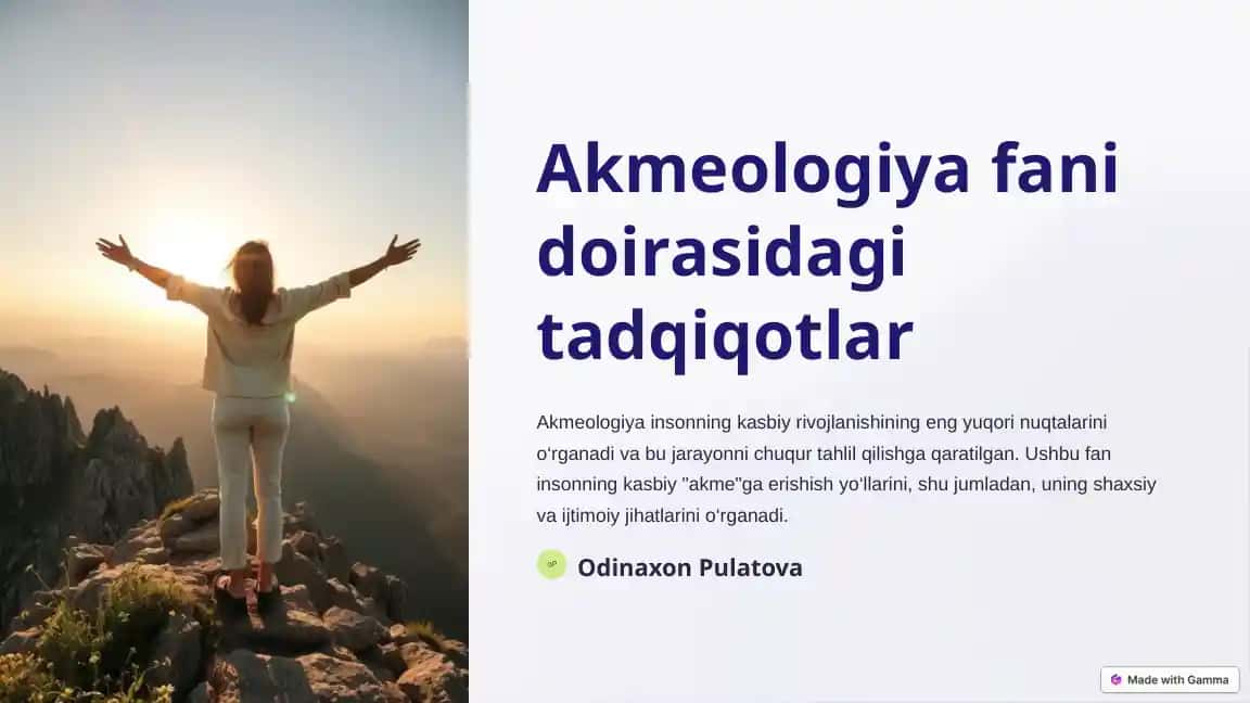 Akmeologiya fani doirasidagi tadqiqotlar
