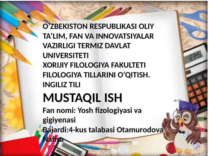 Yosh fizologiyasi va giiyena