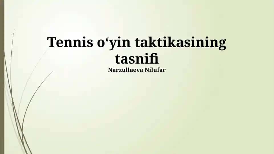 Tennis oʻyin taktikasining tasnifi
