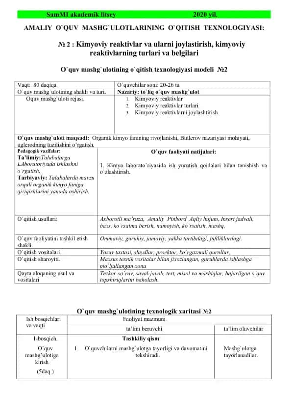 Kimyoviy reaktivlar va ulаrni joylastirish, kimyoviy reaktivlarning turlari va belgilari