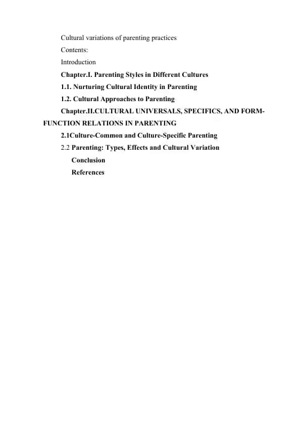 Cultural variations of parenting practices