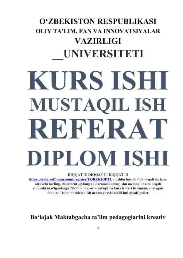 Bo‘lajak Maktabgacha ta’lim pedagoglarini kreativ qobilyatini rivojlantirish