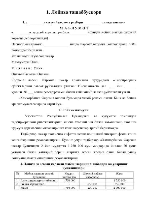 Лойиха ташаббускори