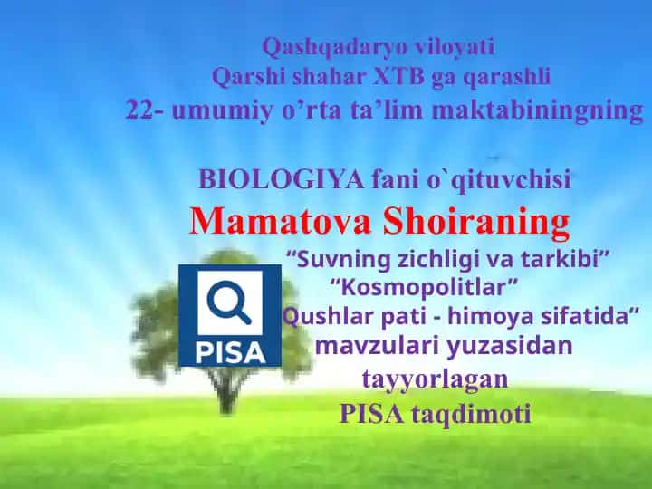 PISA taqdimoti "Suvning zichligi va tarkibi" mavzusida