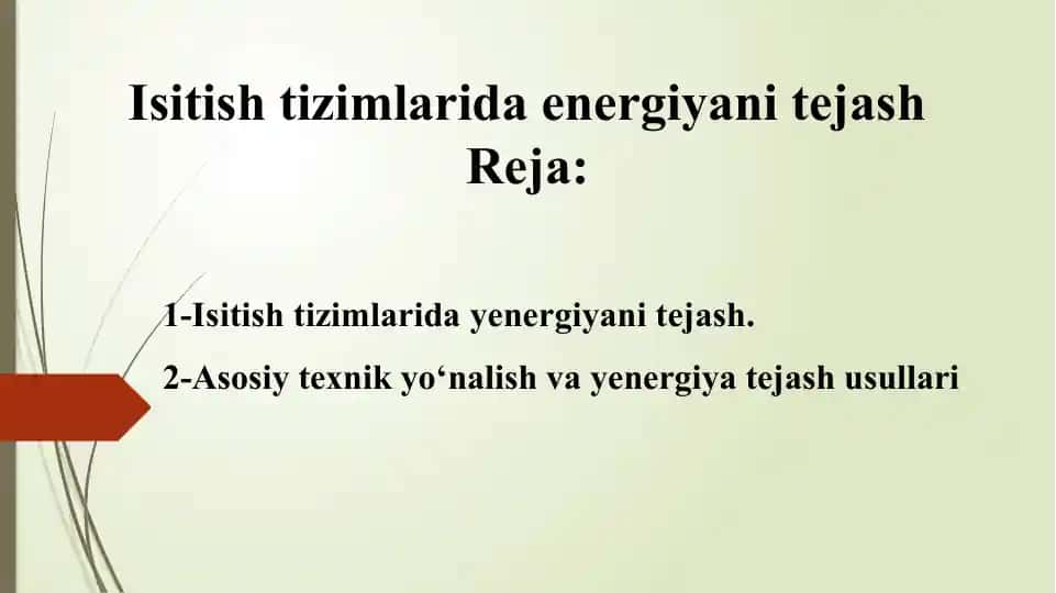 Isitishtizimlarida energiyani tejash
