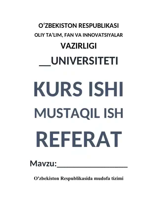 O‘zbekiston Respublikasida mudofaa tizimi