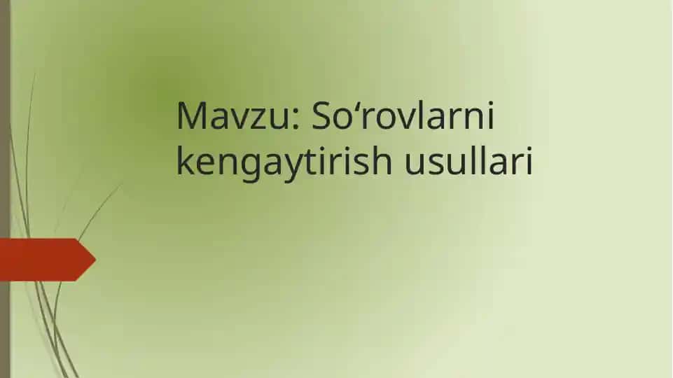 So‘rovlarni qayta ishlash usullari