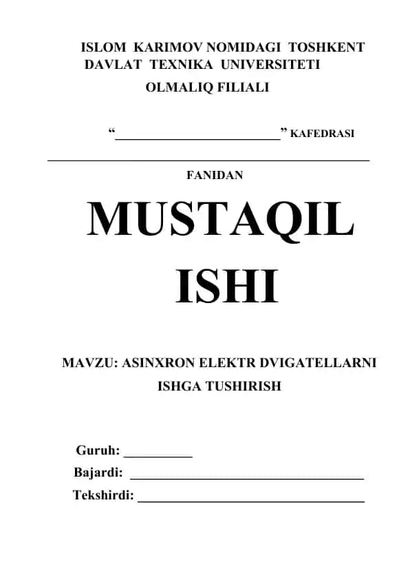 Asinxron elektr dvigatellarni ishga tushirish