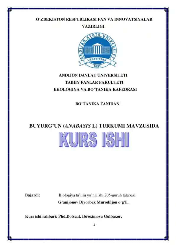 Buyurg'un (Anabasis L) Turkumi