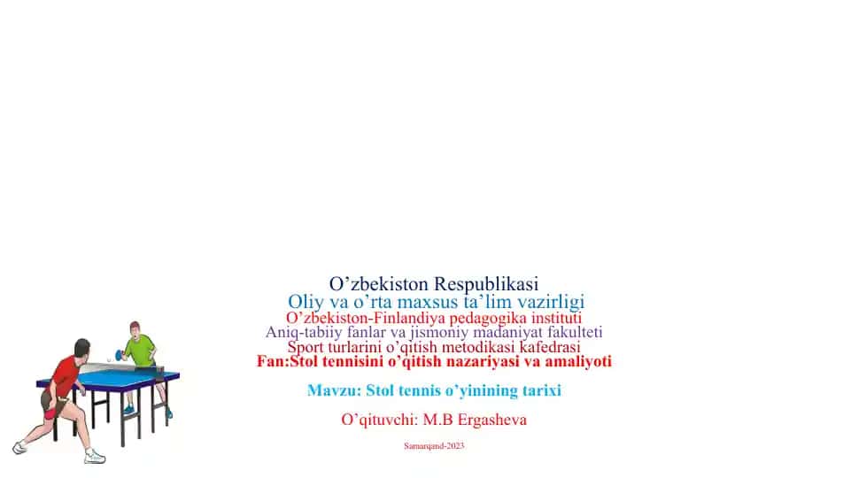 Stoltennis sport turning rivojlanishi tarixi