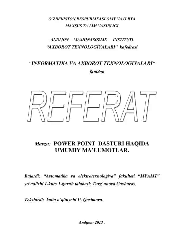 POWER POINT DASTURI HAQIDA