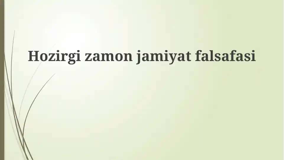 Zamonaviy jamiyat falsafasi