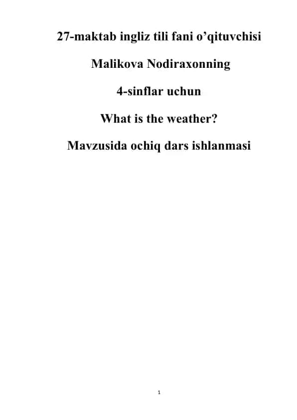 What is the Weather? English Lesson Plan
