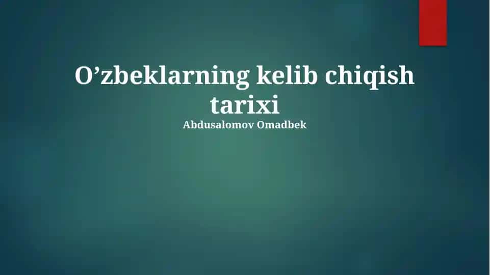 Oʼzbeklarning kelib chiqish tarixi