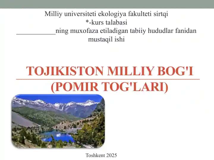 Tojikiston milliy bog'i (Pomirtog'lari)