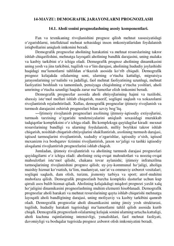 Demografik jarayonlarni prognozlash