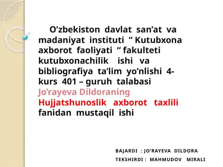 Hujjatlashtirilgan axborotni qidirish va translatsiya qilish