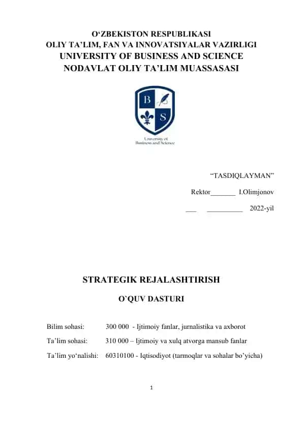 Strategik Rejalashtirish