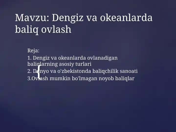 Dengiz va okeanlarda baliq ovlash